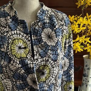 Gump's Geometric Floral Patterned Button-Up Jacket Size Large
